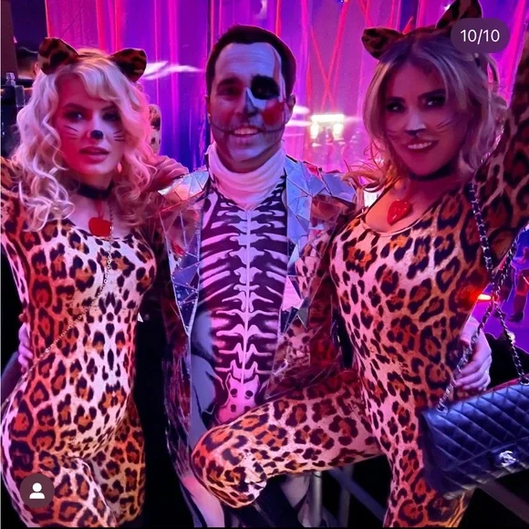 Leg Avenue Women's 3 Pc Cougar Costume with Catsuit, Headband, Choker Cat Tiger - Picture 3 of 4